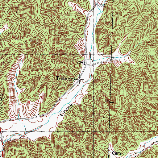 Topographic Map of Tedders, KY