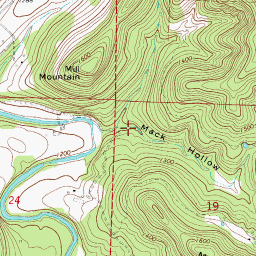 Topographic Map of Mack Hollow, AR