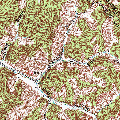 Topographic Map of Ten Acre Fork, KY