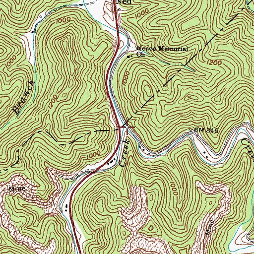 Topographic Map of Tenmile Creek, KY
