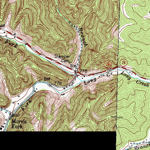 Topographic Map of Terry Branch, KY