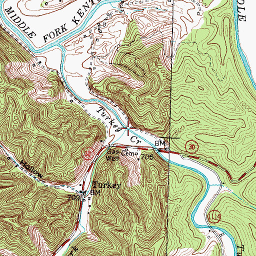 Topographic Map of Terry Fork, KY