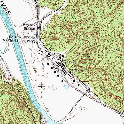 Topographic Map of Texola, KY