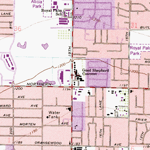 Topographic Map of Good Shepherd Convent, AZ