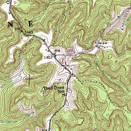 Topographic Map of Thad Drew School, KY