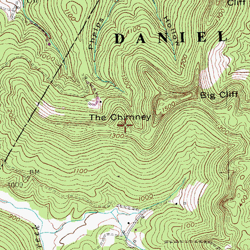 Topographic Map of The Chimney, KY
