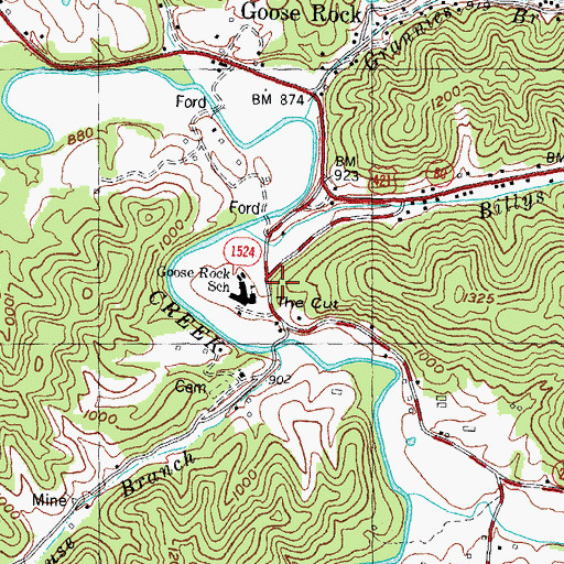 Topographic Map of The Cut, KY