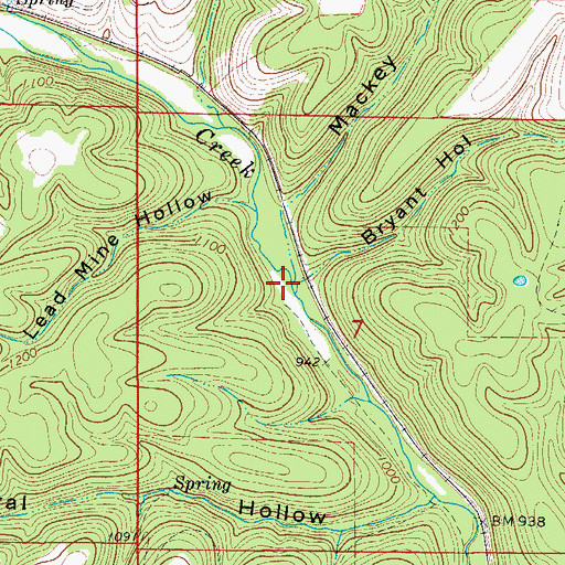 Topographic Map of Mackey Hollow, AR