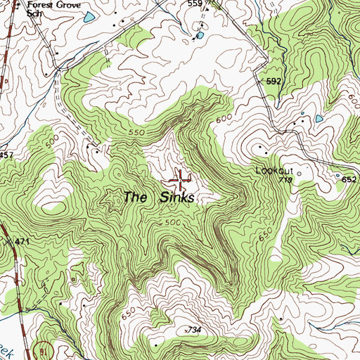 Topographic Map of The Sinks, KY