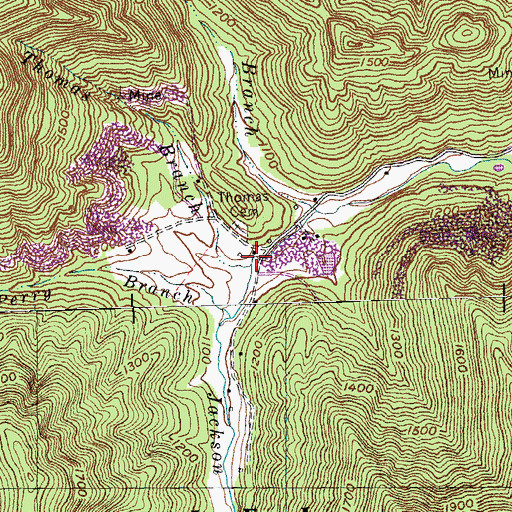 Topographic Map of Thomas Branch, KY