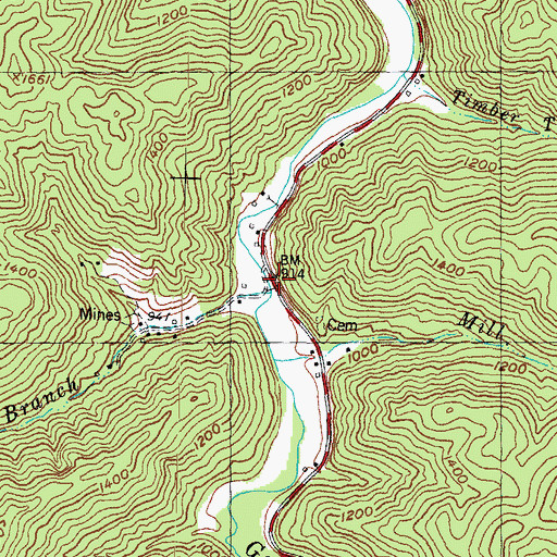 Topographic Map of Thomas Branch, KY