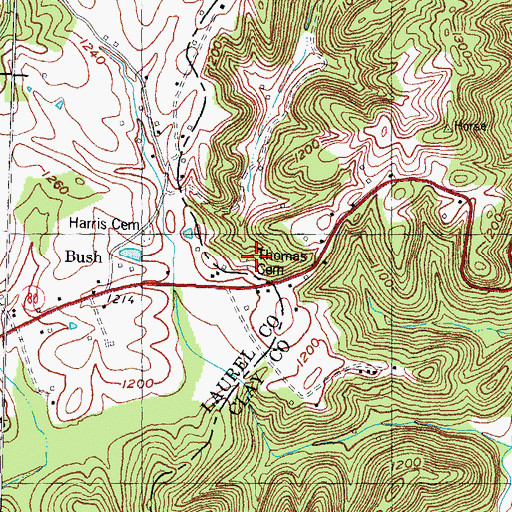 Topographic Map of Thomas Cemetery, KY