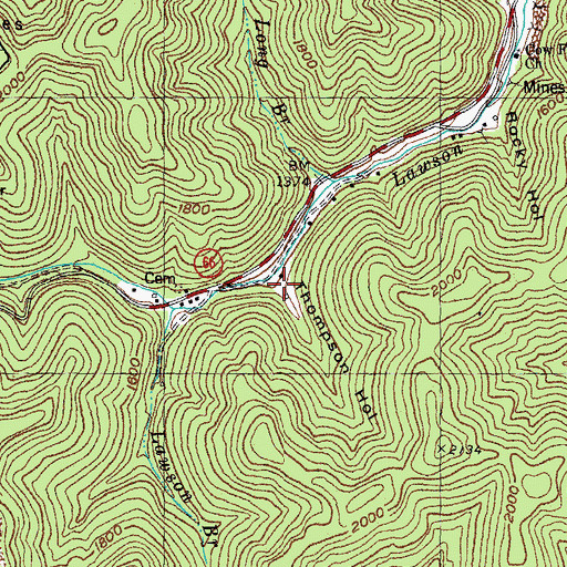 Topographic Map of Thompson Hollow, KY
