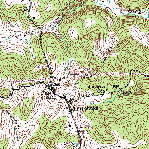Topographic Map of Threelinks, KY