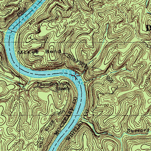 Topographic Map of Thunderstruck Shoals, KY