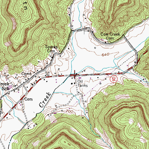 Topographic Map of Tickey Fork, KY