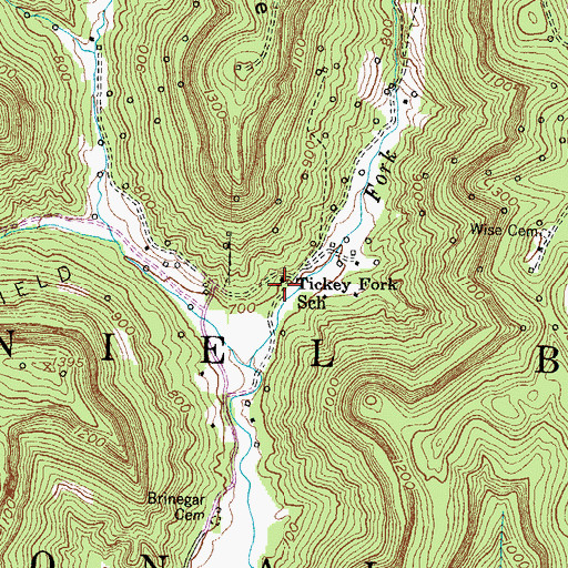 Topographic Map of Tickey Fork School, KY