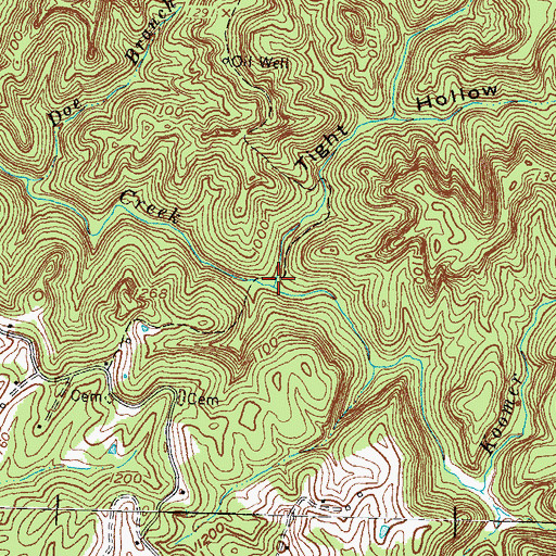 Topographic Map of Tight Hollow, KY