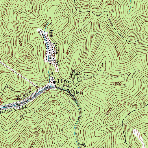 Topographic Map of Tilford, KY
