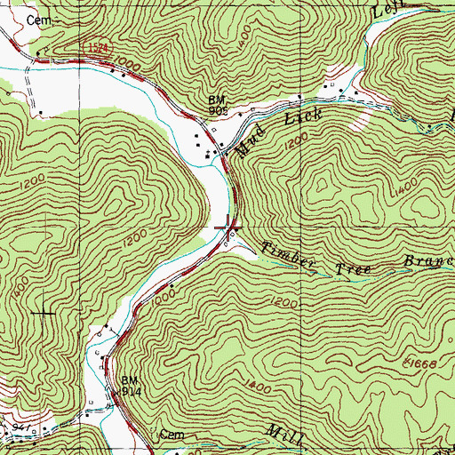 Topographic Map of Timber Tree Branch, KY