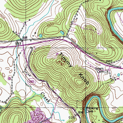 Topographic Map of Timmy Knob, KY