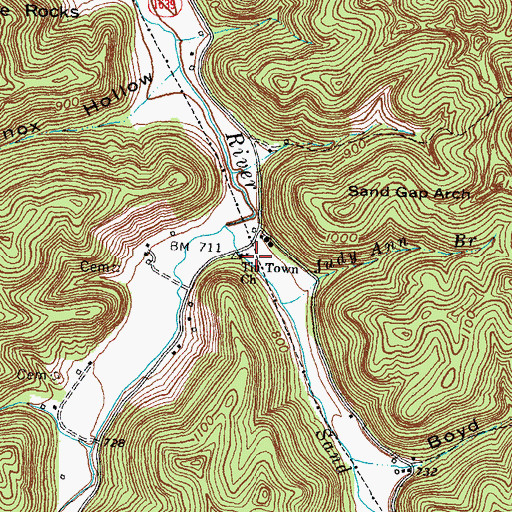 Topographic Map of Tin Town Church, KY