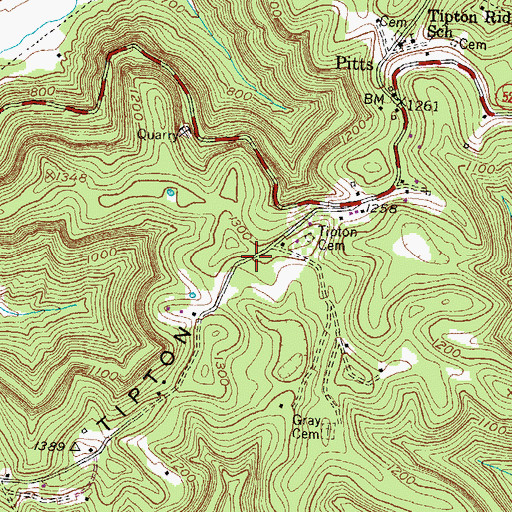 Topographic Map of Tipton Ridge, KY