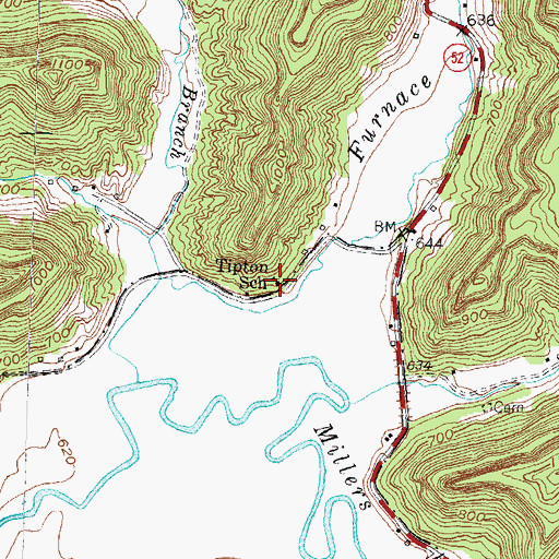 Topographic Map of Tipton School, KY