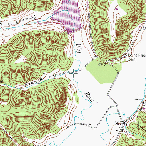 Topographic Map of Toadvine Branch, KY