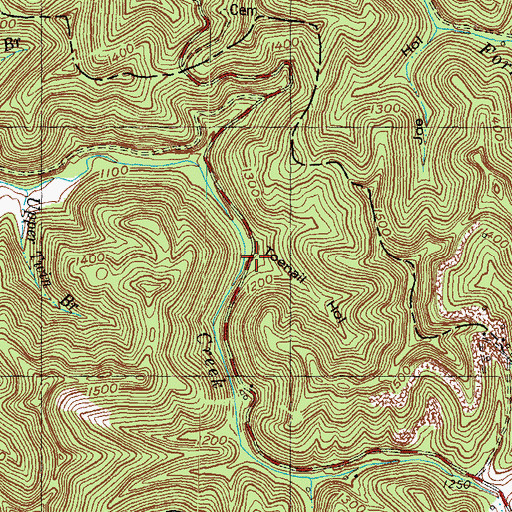 Topographic Map of Toenail Hollow, KY