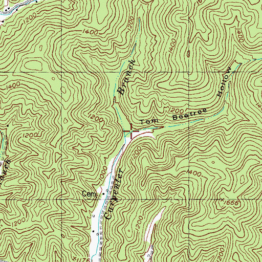 Topographic Map of Tom Beetree Hollow, KY