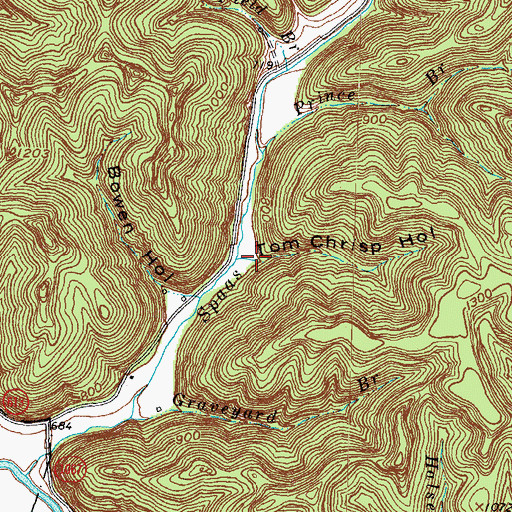 Topographic Map of Tom Chrisp Hollow, KY