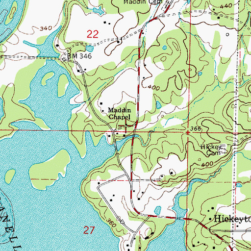Topographic Map of Maddin Chapel, AR