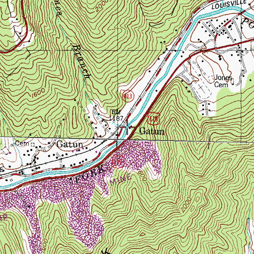 Topographic Map of Tom Jones Branch, KY