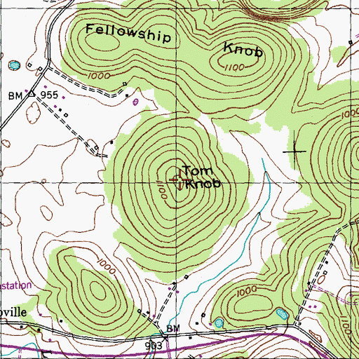 Topographic Map of Tom Knob, KY