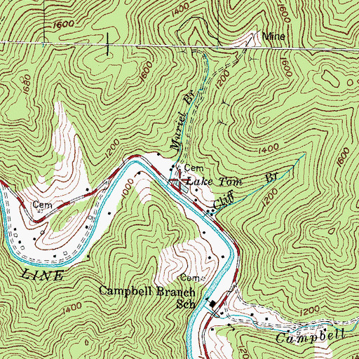 Topographic Map of Lake Tom, KY