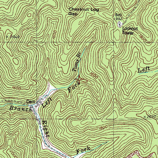 Topographic Map of Toms Branch, KY