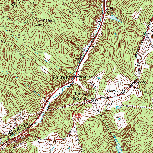 Topographic Map of Torrent, KY