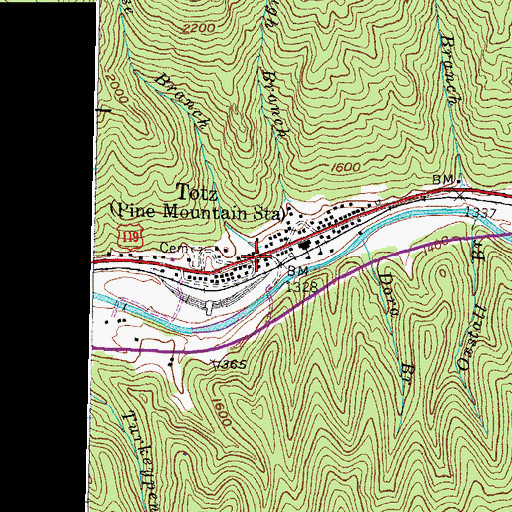 Topographic Map of Totz, KY