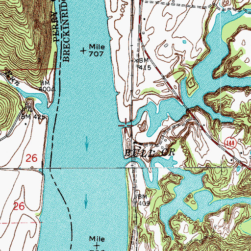 Topographic Map of Town Creek, KY