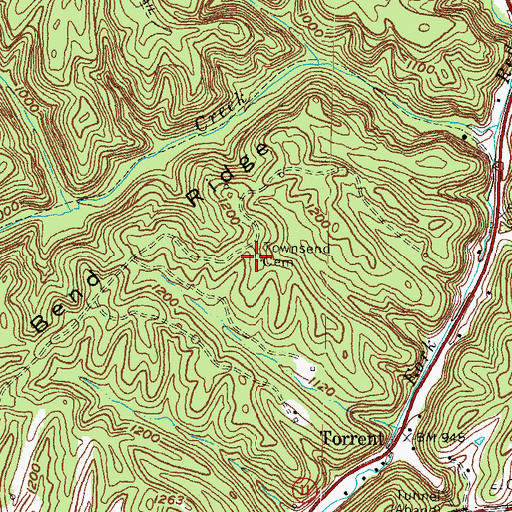 Topographic Map of Townsend Cemetery, KY
