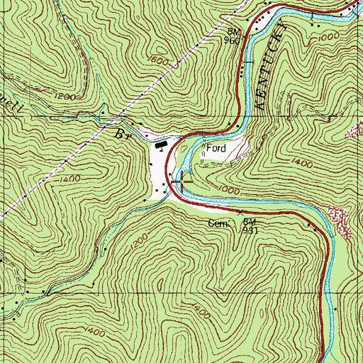 Topographic Map of Trace Branch, KY
