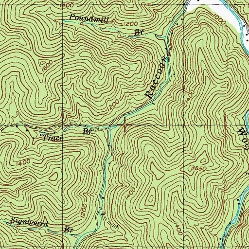 Topographic Map of Trace Branch, KY