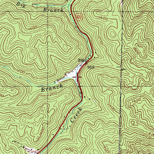Topographic Map of Trace Branch, KY