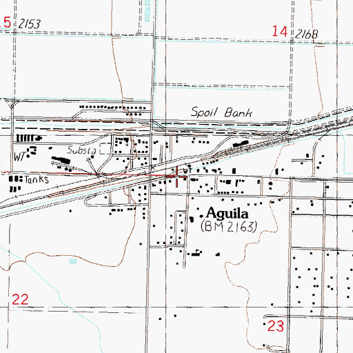 Topographic Map of Aguila, AZ