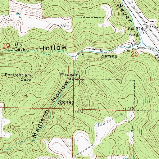 Topographic Map of Madison Mine, AR