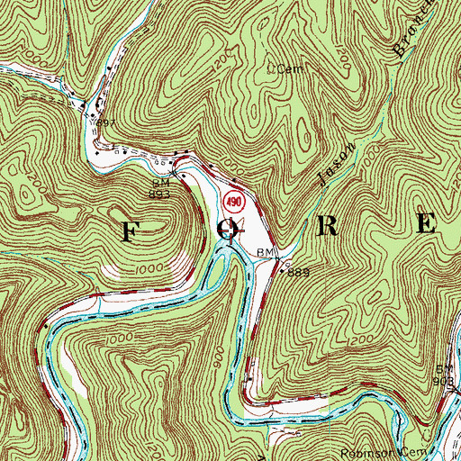 Topographic Map of Trace Branch, KY