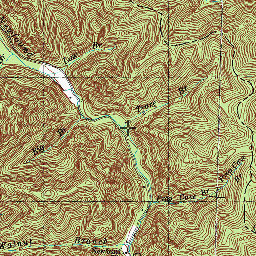 Topographic Map of Trace Branch, KY