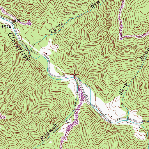 Topographic Map of Trace Branch, KY