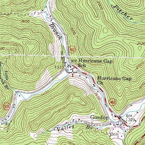 Topographic Map of Trace Branch, KY